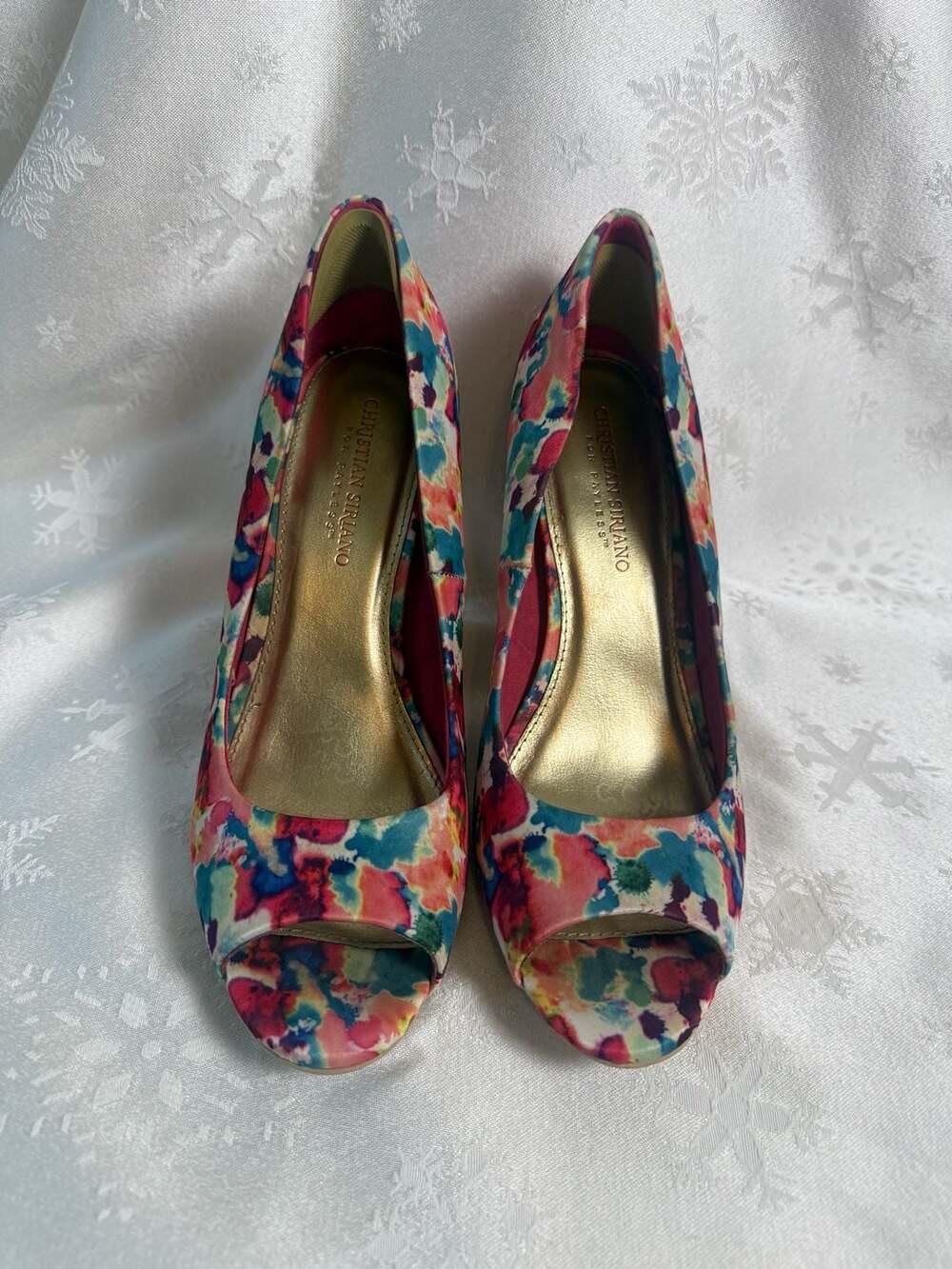 Christian Siriano Payless Floral Peep Toe Pumps Heels Size 9.5 Y2K Coquette
